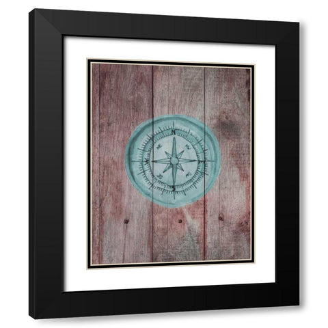 Teal Compass 2 Black Modern Wood Framed Art Print with Double Matting by Brown, Victoria
