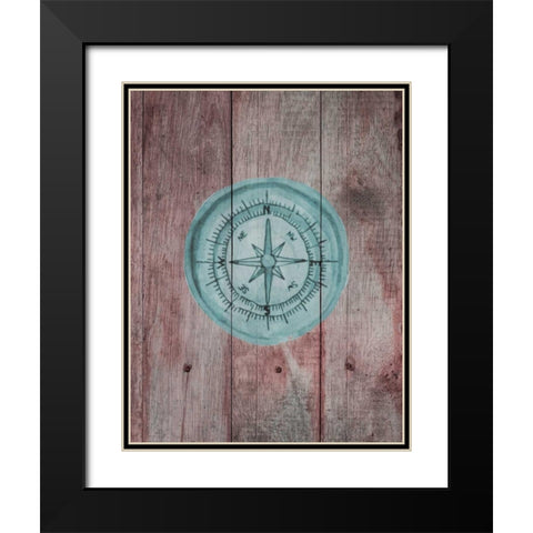 Teal Compass 2 Black Modern Wood Framed Art Print with Double Matting by Brown, Victoria