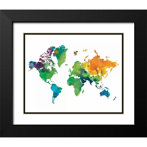 Watercolor Map Black Modern Wood Framed Art Print with Double Matting by Brown, Victoria