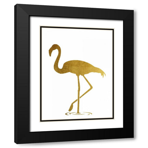 Golden Flamingo Black Modern Wood Framed Art Print with Double Matting by Brown,Victoria