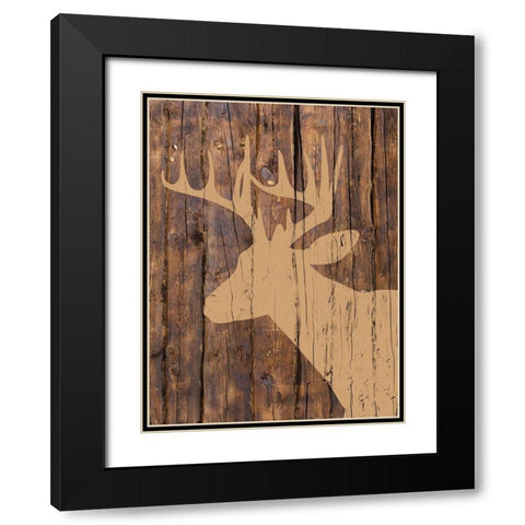 Wooden Deer Black Modern Wood Framed Art Print with Double Matting by Brown, Victoria