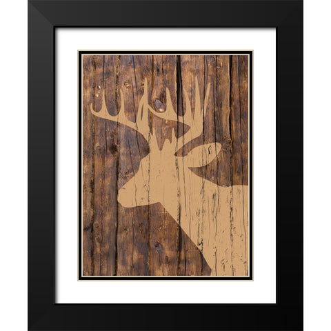 Wooden Deer Black Modern Wood Framed Art Print with Double Matting by Brown, Victoria