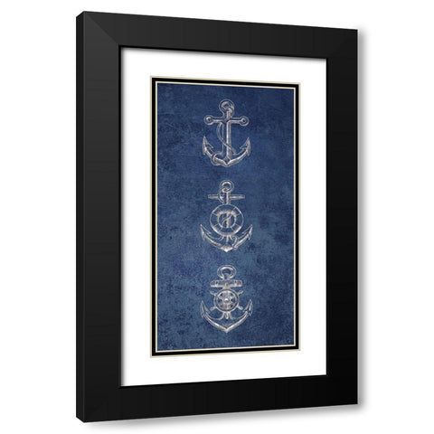 Anchor Coastal Blues 1 Black Modern Wood Framed Art Print with Double Matting by Brown, Victoria