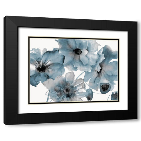 Blue Poppy Bouquet Black Modern Wood Framed Art Print with Double Matting by Brown, Victoria