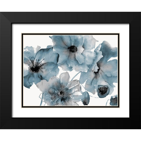 Blue Poppy Bouquet Black Modern Wood Framed Art Print with Double Matting by Brown, Victoria