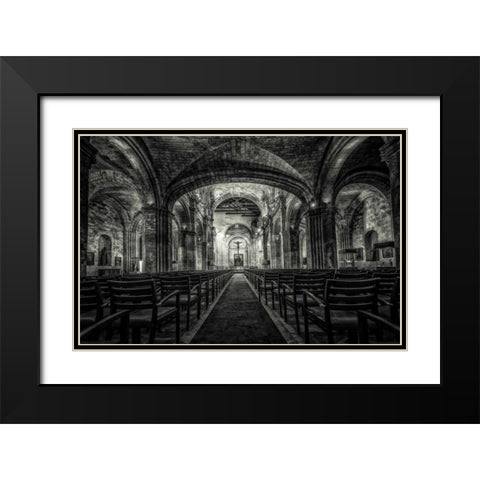 Cuba Church BandW Black Modern Wood Framed Art Print with Double Matting by Brown,Victoria