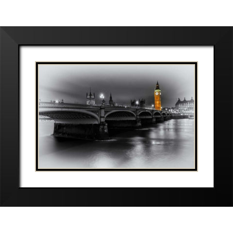 London Selective Bridge and Big Ben Black Modern Wood Framed Art Print with Double Matting by Brown,Victoria