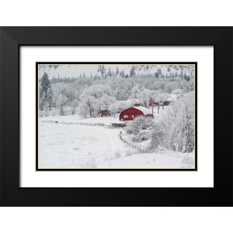 Farm In The Snow Black Modern Wood Framed Art Print with Double Matting by Brown,Victoria