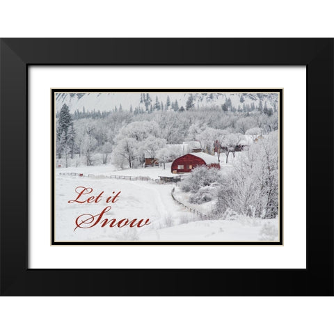 Farming Snow Fall 1 Black Modern Wood Framed Art Print with Double Matting by Kostka, Vladimir