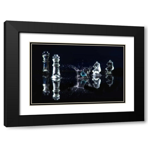Chess Splash 1 Black Modern Wood Framed Art Print with Double Matting by Kostka, Vladimir