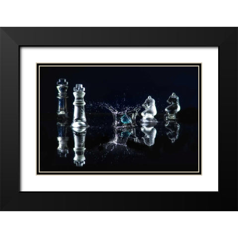 Chess Splash 1 Black Modern Wood Framed Art Print with Double Matting by Kostka, Vladimir