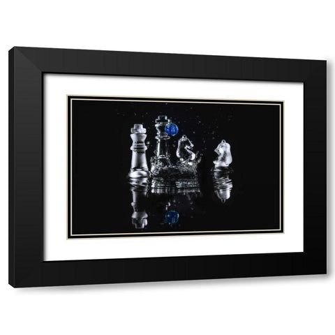 Chess Splash 2 Black Modern Wood Framed Art Print with Double Matting by Kostka, Vladimir