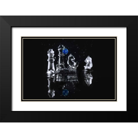 Chess Splash 2 Black Modern Wood Framed Art Print with Double Matting by Kostka, Vladimir