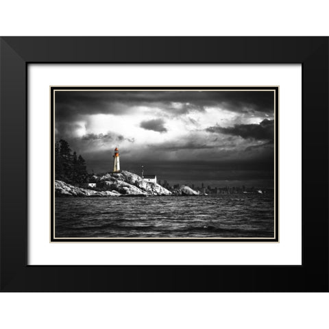 Lighthouse Black Modern Wood Framed Art Print with Double Matting by Kostka, Vladimir