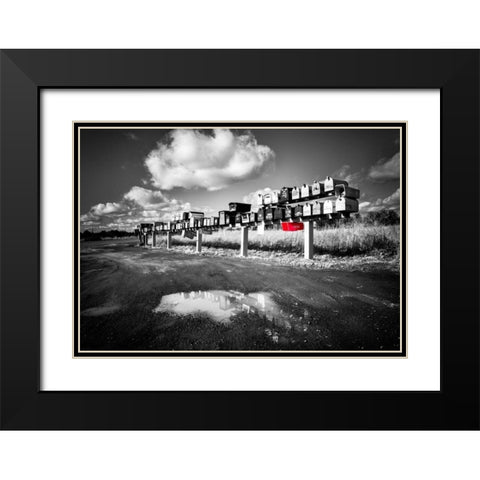Post Office Boxes Black Modern Wood Framed Art Print with Double Matting by Kostka, Vladimir