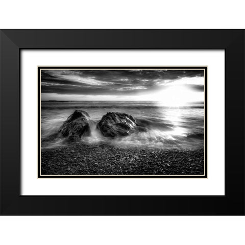 Old Friends BandW Black Modern Wood Framed Art Print with Double Matting by Kostka, Vladimir