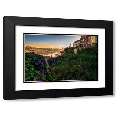 Porto Portugal Gardens Black Modern Wood Framed Art Print with Double Matting by Kostka, Vladimir