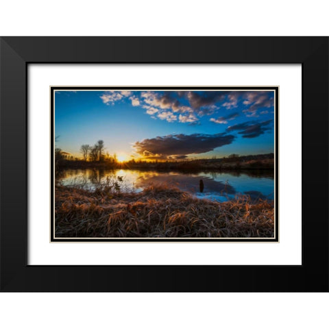 Sunset By The River 2 Black Modern Wood Framed Art Print with Double Matting by Kostka, Vladimir