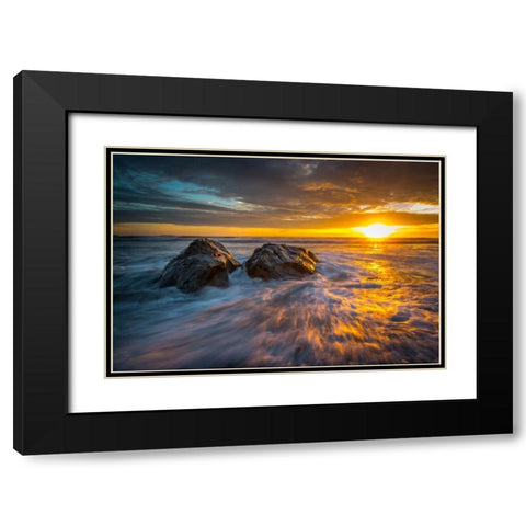 Old Friends Black Modern Wood Framed Art Print with Double Matting by Kostka, Vladimir