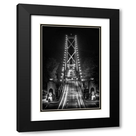 Liongate Bridge Black Modern Wood Framed Art Print with Double Matting by Kostka, Vladimir