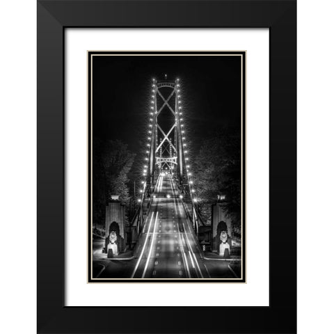 Liongate Bridge Black Modern Wood Framed Art Print with Double Matting by Kostka, Vladimir
