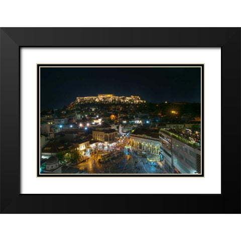 Greece Athens Acropolis Night 2 Black Modern Wood Framed Art Print with Double Matting by Kostka, Vladimir