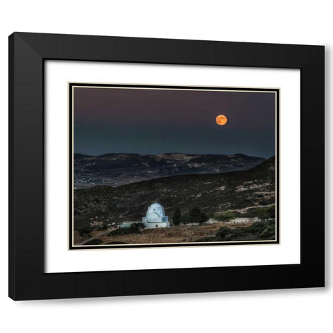 Milos Harvest Moon Black Modern Wood Framed Art Print with Double Matting by Kostka, Vladimir