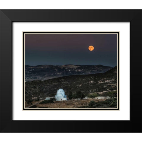Milos Harvest Moon Black Modern Wood Framed Art Print with Double Matting by Kostka, Vladimir