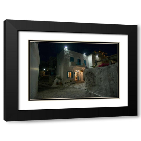 Milos Island House Black Modern Wood Framed Art Print with Double Matting by Kostka, Vladimir