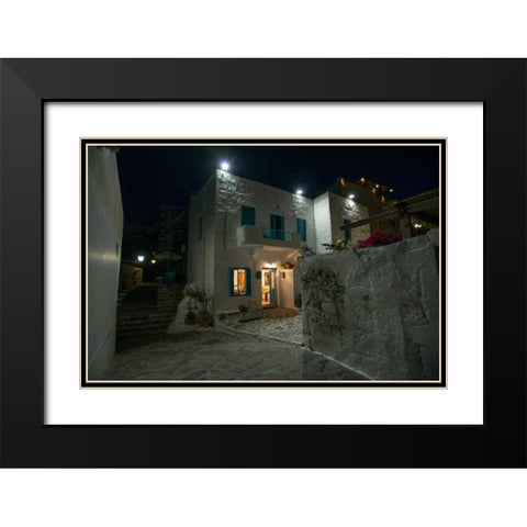 Milos Island House Black Modern Wood Framed Art Print with Double Matting by Kostka, Vladimir