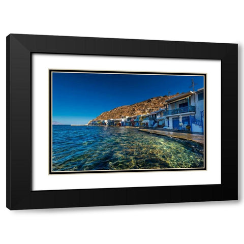 Milos Houses Black Modern Wood Framed Art Print with Double Matting by Kostka, Vladimir