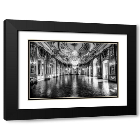 Portugal Palace Black Modern Wood Framed Art Print with Double Matting by Kostka, Vladimir