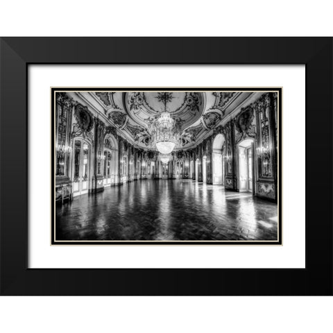Portugal Palace Black Modern Wood Framed Art Print with Double Matting by Kostka, Vladimir