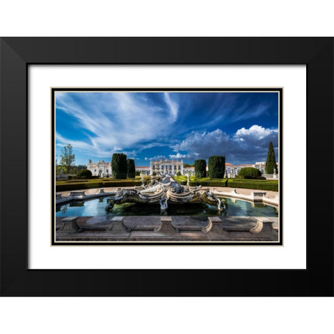 Portugal Palace 2 Black Modern Wood Framed Art Print with Double Matting by Kostka, Vladimir