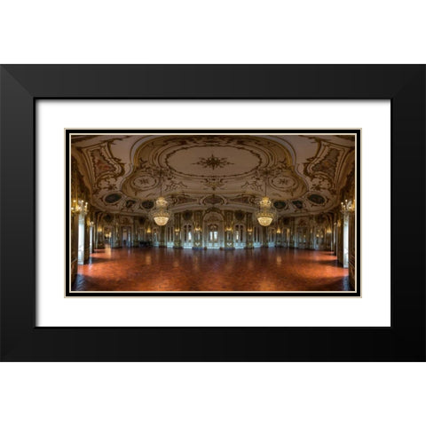 Portugal Palace 5 Black Modern Wood Framed Art Print with Double Matting by Kostka, Vladimir