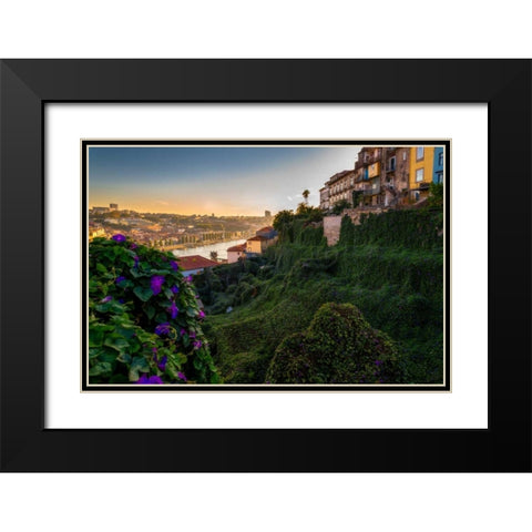 Portugal Porto Garden Black Modern Wood Framed Art Print with Double Matting by Kostka, Vladimir
