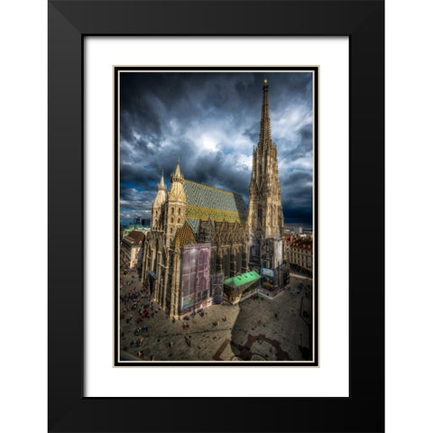 Vienna Cathedral Black Modern Wood Framed Art Print with Double Matting by Kostka, Vladimir