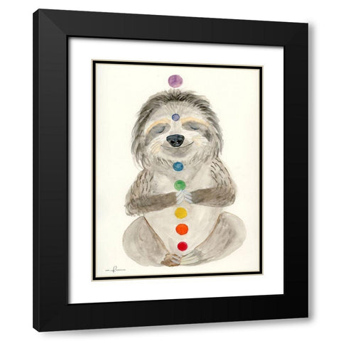 Meditating Sloth 1 Black Modern Wood Framed Art Print with Double Matting by Barski, Karen