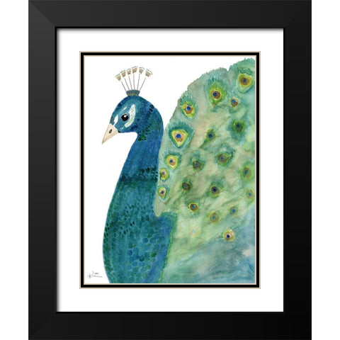 Peacock In Light Black Modern Wood Framed Art Print with Double Matting by Barski, Karen