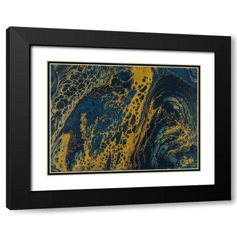Blue Hue Lava 2 Black Modern Wood Framed Art Print with Double Matting by Barski, Karen