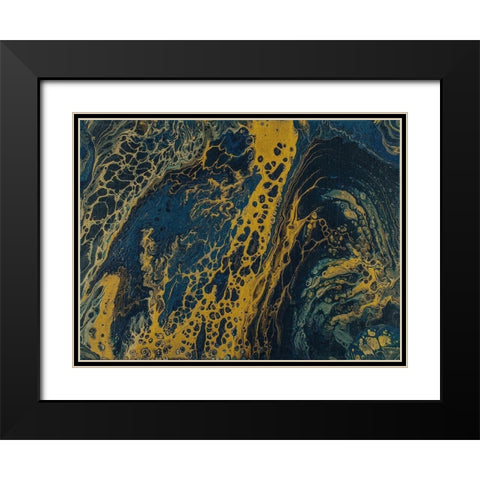 Blue Hue Lava 2 Black Modern Wood Framed Art Print with Double Matting by Barski, Karen