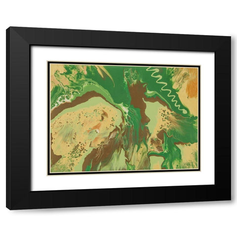 Green Splatter 1 Black Modern Wood Framed Art Print with Double Matting by Barski, Karen