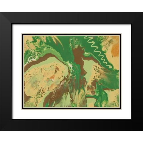 Green Splatter 1 Black Modern Wood Framed Art Print with Double Matting by Barski, Karen