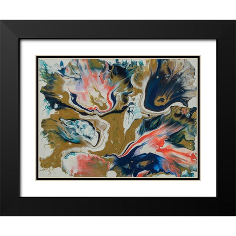 Vibrant Swirls 1 Black Modern Wood Framed Art Print with Double Matting by Barski, Karen