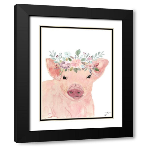 Pretty Pig Black Modern Wood Framed Art Print with Double Matting by Barski, Karen