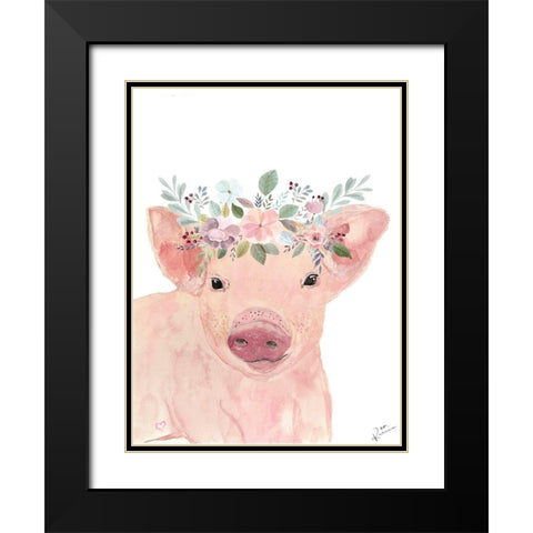 Pretty Pig Black Modern Wood Framed Art Print with Double Matting by Barski, Karen