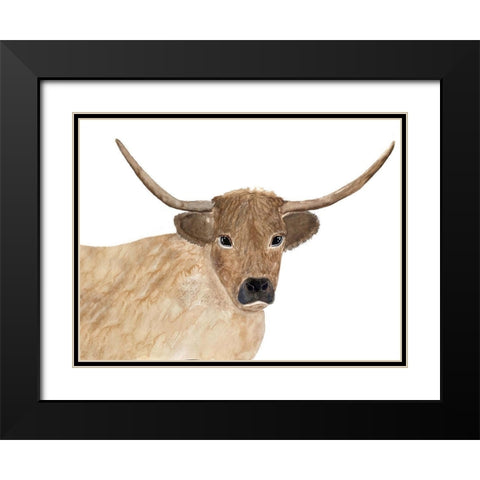 Steer Head 1 Black Modern Wood Framed Art Print with Double Matting by Barski, Karen