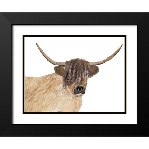 Steer Head Fashion Black Modern Wood Framed Art Print with Double Matting by Barski, Karen