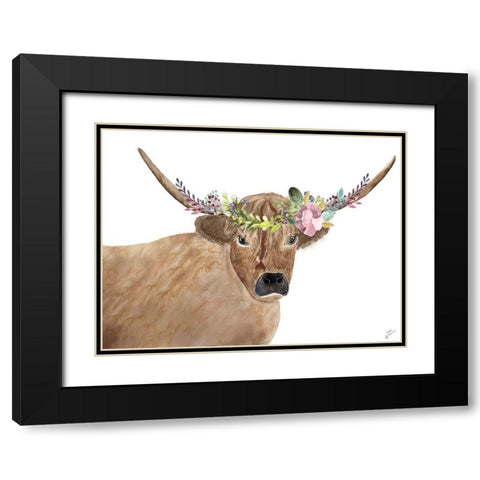 Steer Head Garland Black Modern Wood Framed Art Print with Double Matting by Barski, Karen