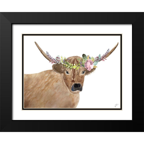 Steer Head Garland Black Modern Wood Framed Art Print with Double Matting by Barski, Karen